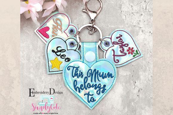 Personalize Mum Embroidery ITH Snap Tab