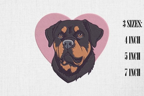 Rottweiler Heart Embroidery Design for Holiday Collections